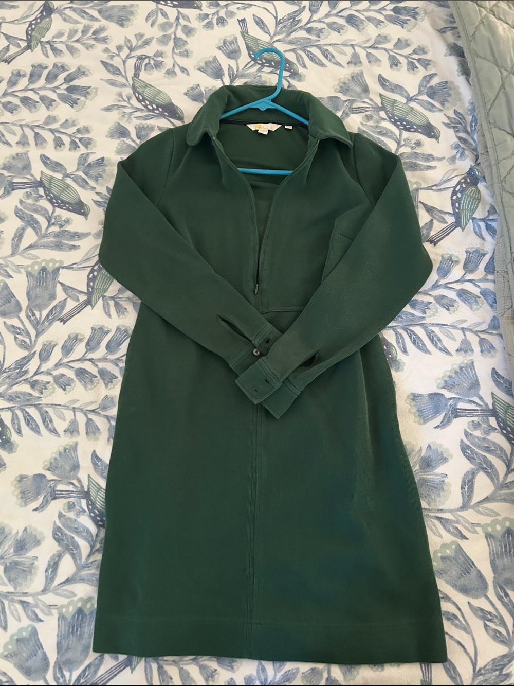 Long Sleeve Polo Dress in Emerald Green - Picture 2 of 7